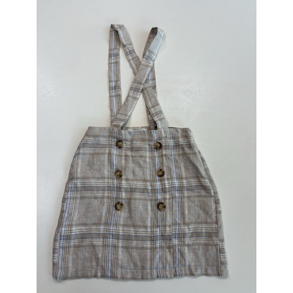 Forever 21 School Girl Suspender Skirt Small Plaid